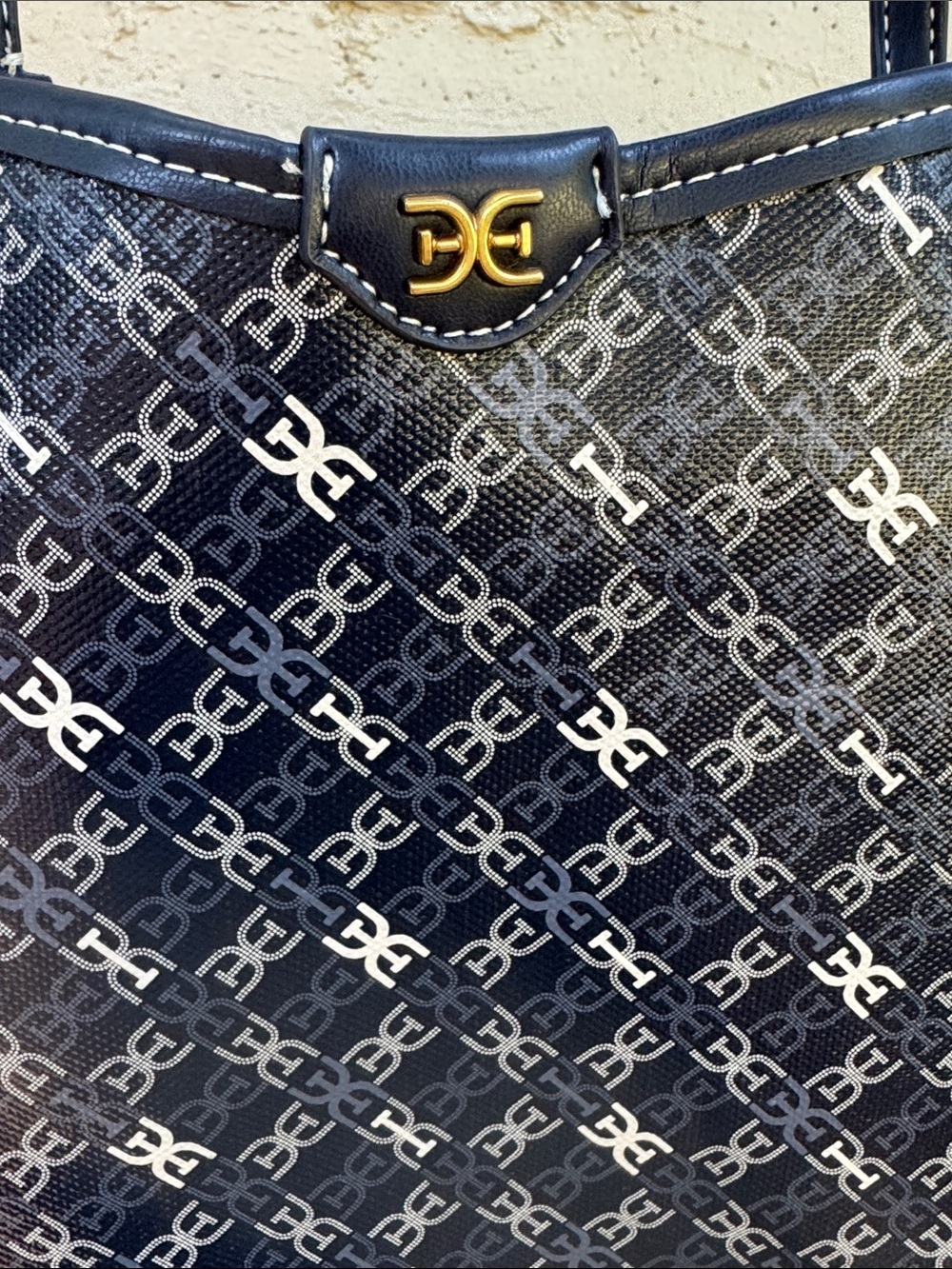 Sam Edelman Medium Harper Monogram Shopper Tote Navy - Picture 7 of 14